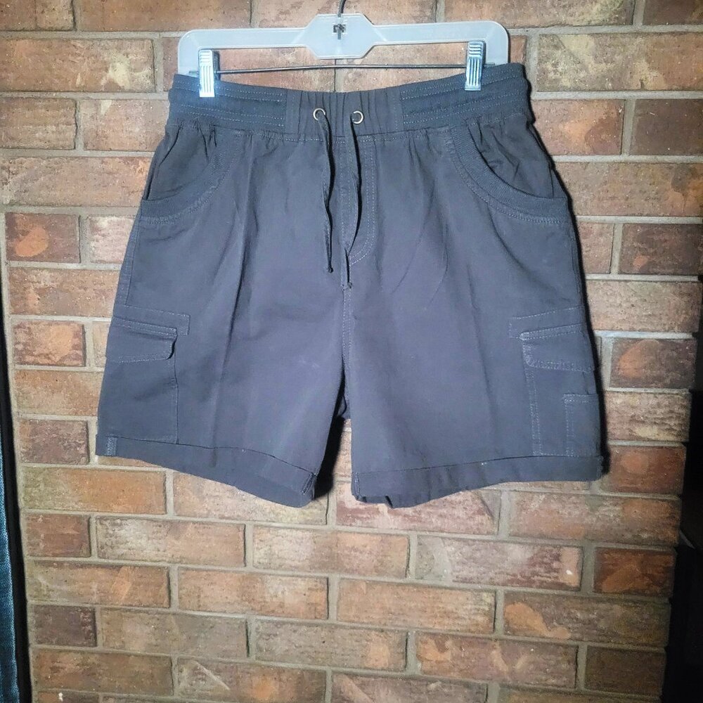Women's Dark Gray 4-packet Cargo Comfort Waist Shorts - Size L - Picture 9 of 10